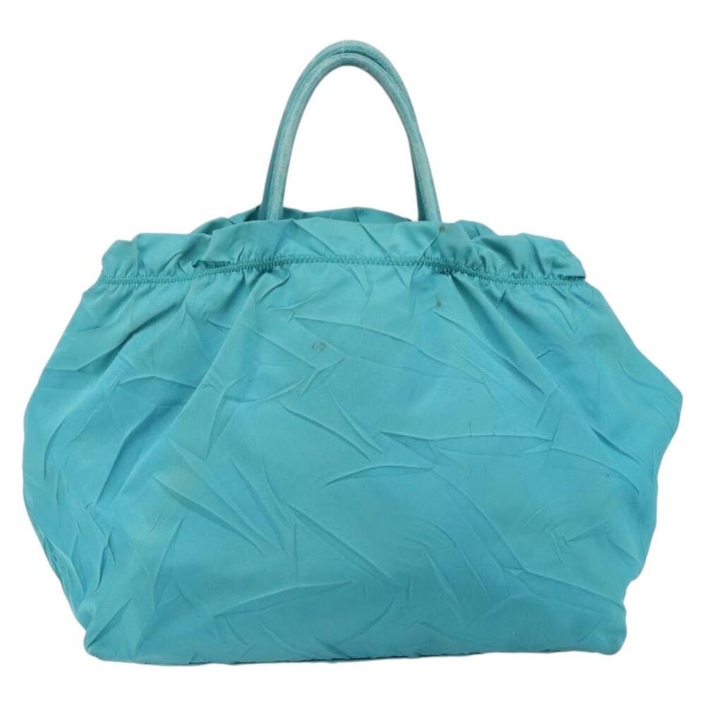 PRADA Hand Bag Nylon Light Blue Gold Auth ka1374 - Picture 2 of 16